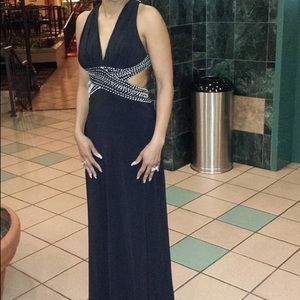 Cache Black with silver accent gown